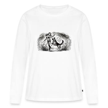 Harmonie zwischen Mensch und Hund - Frauen Premium Bio Langarmshirt - Weiß - Vorne - Julia (174cm)
