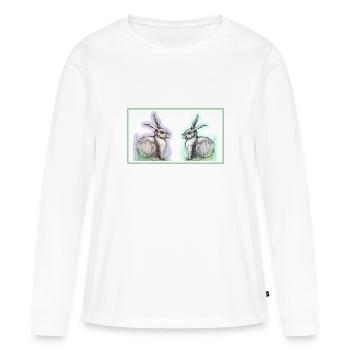 Bunny motif - Women's Premium Organic Long Sleeve Shirt - white - Front - Julia (174cm)
