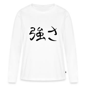 Kanji - Force - T-shirt manches longues Premium bio Femme - blanc - Devant - Julia (174cm)