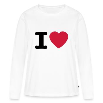 I love / I heart DELUXE - T-shirt manches longues Premium bio Femme - blanc - Devant - Julia (174cm)