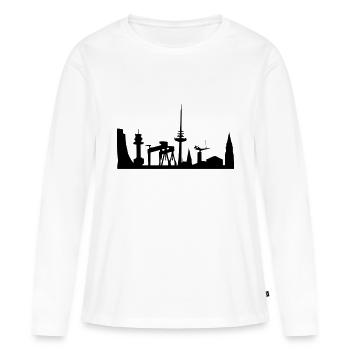 horizon quille - T-shirt manches longues Premium bio Femme - blanc - Devant - Julia (174cm)
