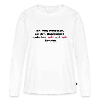 seid seit - Frauen Premium Bio Langarmshirt - Weiß - Vorne - Julia (174cm)