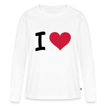 i love / I heart - T-shirt manches longues Premium bio Femme - blanc - Devant - Julia (174cm)