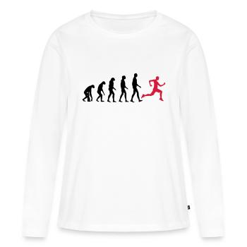 Jogger Evolution - Jogging - Fit-Sport-Fitness - Frauen Premium Bio Langarmshirt - Weiß - Vorne - Julia (174cm)
