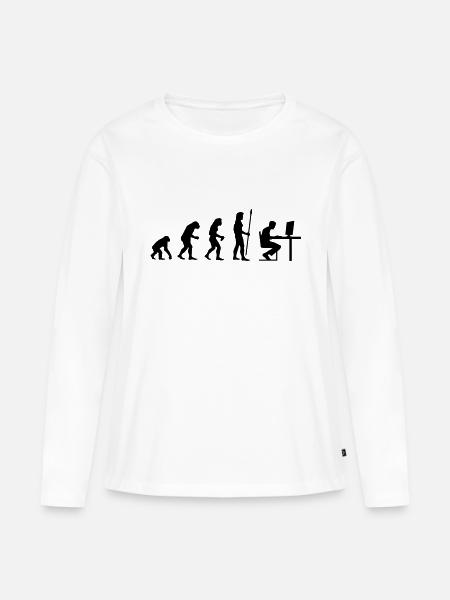 evolution_pc_gamer2 - Frauen Premium Bio Langarmshirt - Weiß