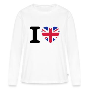 I love UK - T-shirt manches longues Premium bio Femme - blanc - Devant - Julia (174cm)
