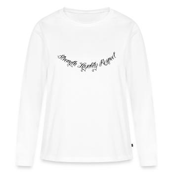 Force fidélisation Respect 1 - T-shirt manches longues Premium bio Femme - blanc - Devant - Julia (174cm)