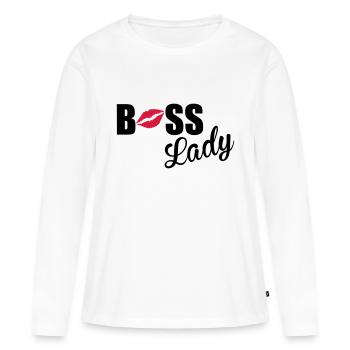 Boss Lady - T-shirt manches longues Premium bio Femme - blanc - Devant - Julia (174cm)