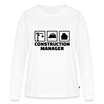Construction manager - T-shirt manches longues Premium bio Femme - blanc - Devant - Julia (174cm)