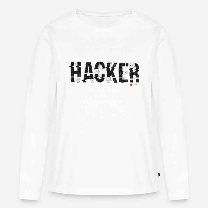 Hacker - Frauen Premium Bio Langarmshirt - Weiß