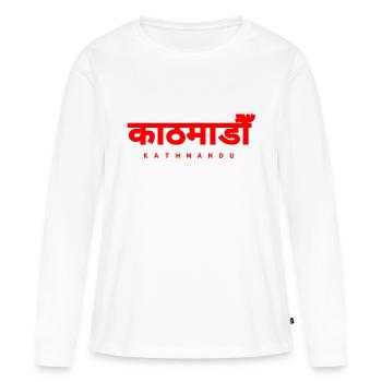 Katmandou Népal - T-shirt manches longues Premium bio Femme - blanc - Devant - Julia (174cm)