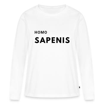 homo sapenis, dictons drôles pour hommes et femmes - T-shirt manches longues Premium bio Femme - blanc - Devant - Julia (174cm)