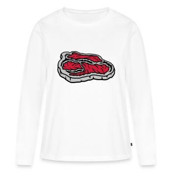 Steak juteux sanglant Grill Master - T-shirt manches longues Premium bio Femme - blanc - Devant - Julia (174cm)