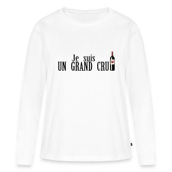 suis grand cru humour alcool bouteille vin rouge - T-shirt manches longues Premium bio Femme - blanc - Devant - Julia (174cm)