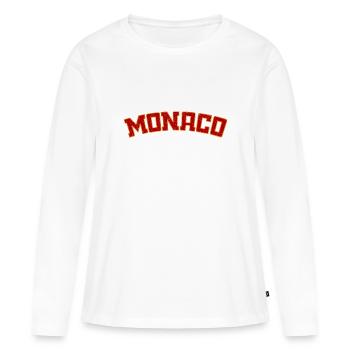 Monaco - Monte Carlo - Côte d’Azur - T-shirt manches longues Premium bio Femme - blanc - Devant - Julia (174cm)