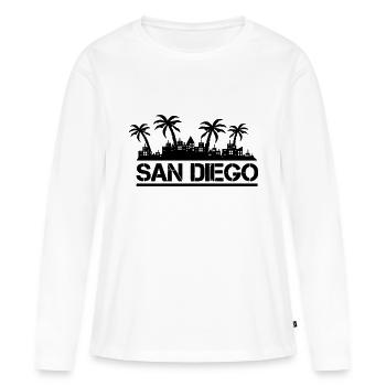 San Diego - T-shirt manches longues Premium bio Femme - blanc - Devant - Julia (174cm)