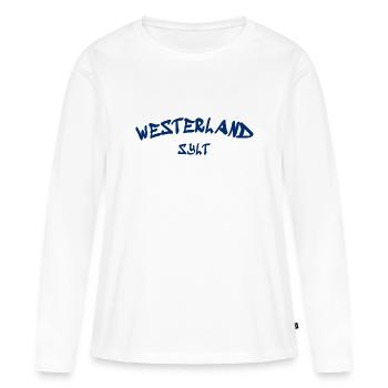 Westerland - Sylt - Mer du Nord - Ancre - Mouette - Île - T-shirt manches longues Premium bio Femme - blanc - Devant - Julia (174cm)