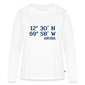 Coordonnateurs Aruba - Coordonnées - Caraïbes - T-shirt manches longues Premium bio Femme - blanc - Devant - Julia (174cm)