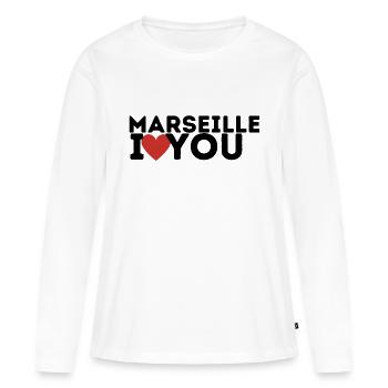 Marseille Ich liebe dich - Frauen Premium Bio Langarmshirt - Weiß - Vorne - Julia (174cm)