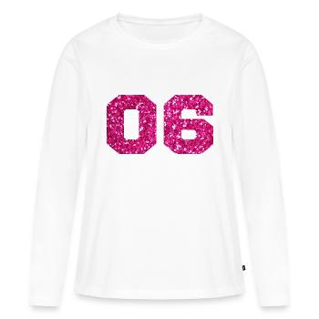 Number 6 Pink Glitter - 6th Anniversary - Women's Premium Organic Long Sleeve Shirt - white - Front - Julia (174cm)