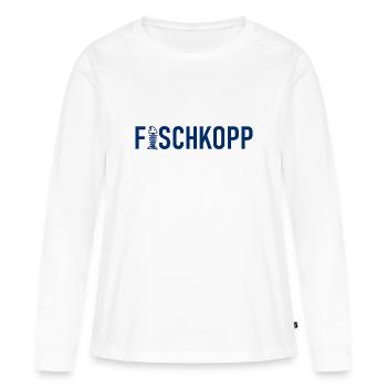 Fischkopp Fisch Fischkopf Küste Angler Fischer - Frauen Premium Bio Langarmshirt - Weiß - Vorne - Julia (174cm)
