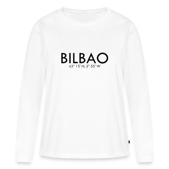 Bilbao, Espagne Coordonnées : Latitude, Longitude - T-shirt manches longues Premium bio Femme - blanc - Devant - Julia (174cm)