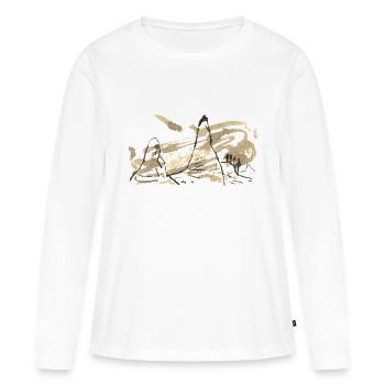 Berge Landschaft / Tusche Berg - Frauen Premium Bio Langarmshirt - Weiß - Vorne - Julia (174cm)