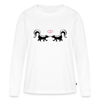 Amour Skunk - T-shirt manches longues Premium bio Femme - blanc - Devant - Julia (174cm)