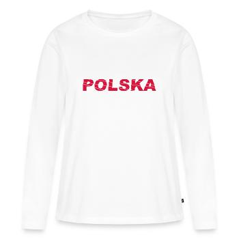Polska Lettrage - Polen - Pologne - polnisch - T-shirt manches longues Premium bio Femme - blanc - Devant - Julia (174cm)