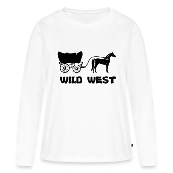 western kutsche wild west - Frauen Premium Bio Langarmshirt - Weiß - Vorne - Julia (174cm)