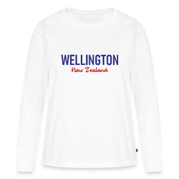 Wellington - Nouvelle-Zélande - Aotearoa - Kiwi - Maori - T-shirt manches longues Premium bio Femme - blanc - Devant - Julia (174cm)