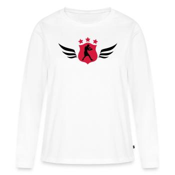 Boxen - Boxer - Frauen Premium Bio Langarmshirt - Weiß - Vorne - Julia (174cm)
