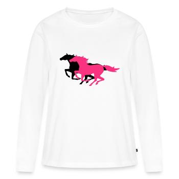 chevaux au galop - T-shirt manches longues Premium bio Femme - blanc - Devant - Julia (174cm)