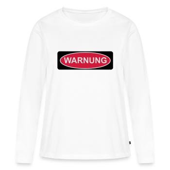Avertissement - T-shirt manches longues Premium bio Femme - blanc - Devant - Julia (174cm)
