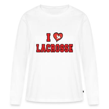 Lacrosse Je aime Lacrosse - T-shirt manches longues Premium bio Femme - blanc - Devant - Julia (174cm)