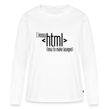 je sais html - T-shirt manches longues Premium bio Femme - blanc - Devant - Julia (174cm)