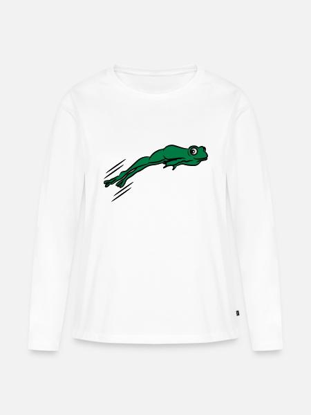 Frosch springen - Frauen Premium Bio Langarmshirt - Weiß