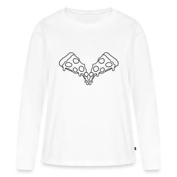 2 morceaux morceaux salami pizza délicieuse nourri - T-shirt manches longues Premium bio Femme - blanc - Devant - Julia (174cm)