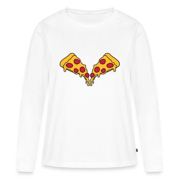 2 morceaux morceaux salami pizza délicieuse nourri - T-shirt manches longues Premium bio Femme - blanc - Devant - Julia (174cm)