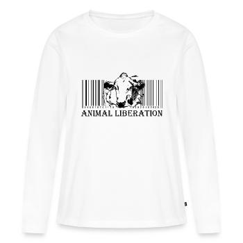 Libération animale - T-shirt manches longues Premium bio Femme - blanc - Devant - Julia (174cm)