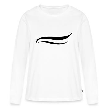 Décor de lignes courbes - T-shirt manches longues Premium bio Femme - blanc - Devant - Julia (174cm)