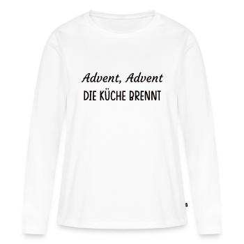 Advent, Advent. Die Küche brennt. - Frauen Premium Bio Langarmshirt - Weiß - Vorne - Julia (174cm)