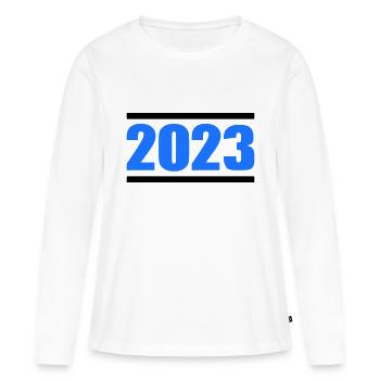 2023 - T-shirt manches longues Premium bio Femme - blanc - Devant - Julia (174cm)