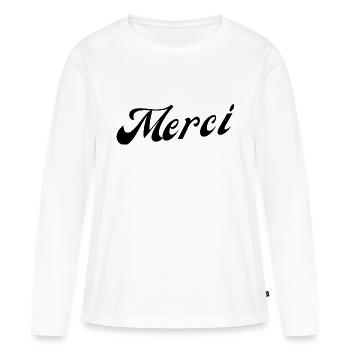 Merci - T-shirt manches longues Premium bio Femme - blanc - Devant - Julia (174cm)