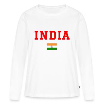 Inde - T-shirt manches longues Premium bio Femme - blanc - Devant - Julia (174cm)