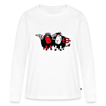 2 Mouton Ange Diable Satan Enfer Mal Paradis Bien - T-shirt manches longues Premium bio Femme - blanc - Devant - Julia (174cm)