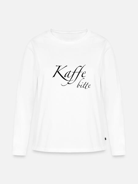Kaffee bitte - Frauen Premium Bio Langarmshirt - Weiß