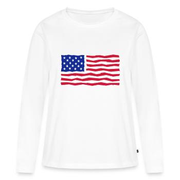 Stars And Stripes / Flag / Drapeau - T-shirt manches longues Premium bio Femme - blanc - Devant - Julia (174cm)