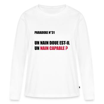 PARADOXE nain - T-shirt manches longues Premium bio Femme - blanc - Devant - Julia (174cm)