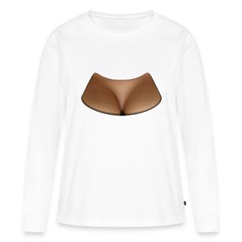 Décolleté - seins - T-shirt manches longues Premium bio Femme - blanc - Devant - Julia (174cm)